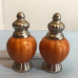 Julia Knight Peony Orange Salt & Pepper Shaker Set #F50